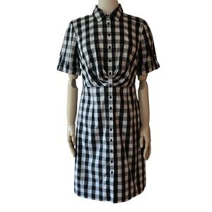 CHIC BY JACOB | Black & White Gingham Check Retro Shirt Dress L